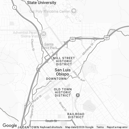 Map centered on San Luis Obispo, California